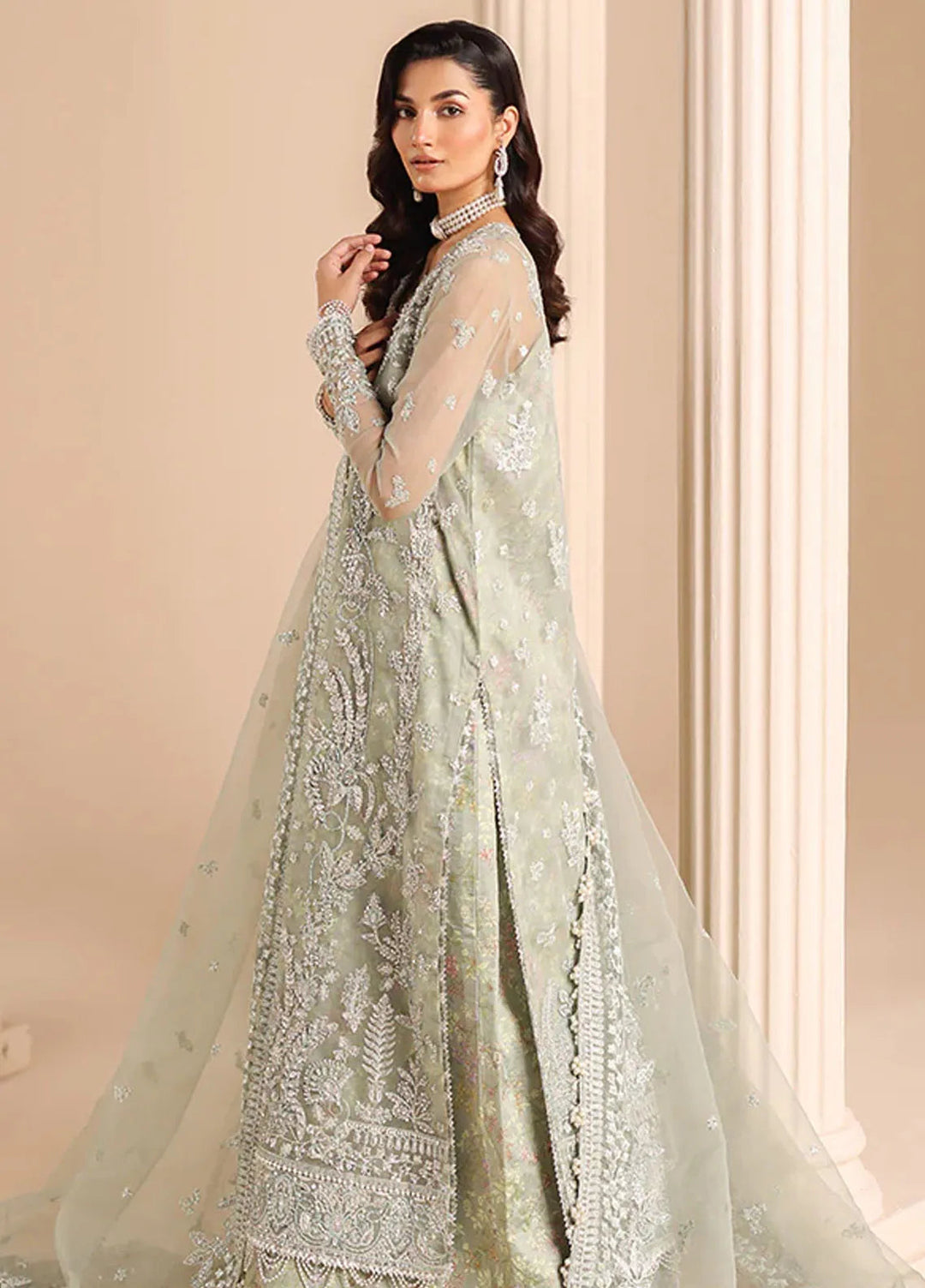 Edel by Saffron Embroidered Organza Suit Unstitched 3 Piece SFR24E D-06 Dune Grass - Formal Collection