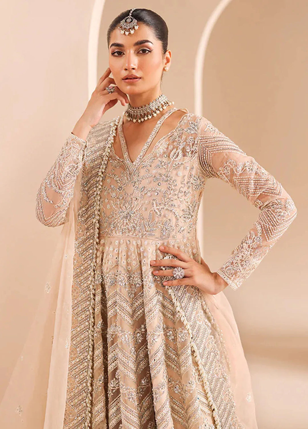 Edel by Saffron Embroidered Organza Suit Unstitched 4 Piece SFR24E D-07 Crystal Bloom - Formal Collection