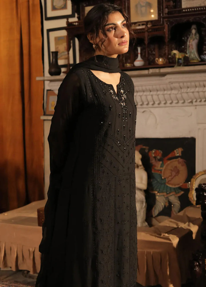 Edge Republic Pret Embroidered Raw Silk 3 Piece Suit Republic Womens 03 Humkalaam Black