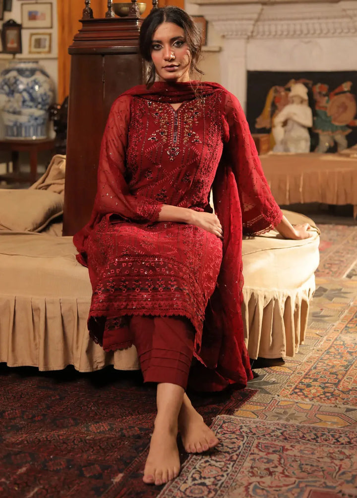 Edge Republic Pret Embroidered Raw Silk 3 Piece Suit Republic Womens 09 Guftagu Maroon
