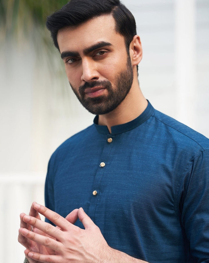 Muraqsh Ready To Wear Solids  Men Egyptian Cotton Kurta Trouser MUR-EBTCK - Summer Collection