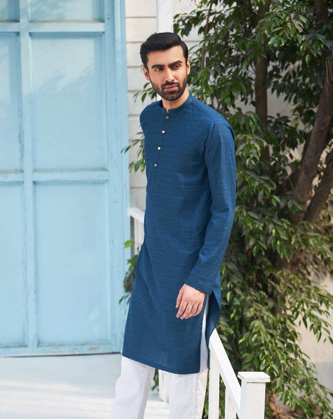 Muraqsh Ready To Wear Solids  Men Egyptian Cotton Kurta Trouser MUR-EBTCK - Summer Collection