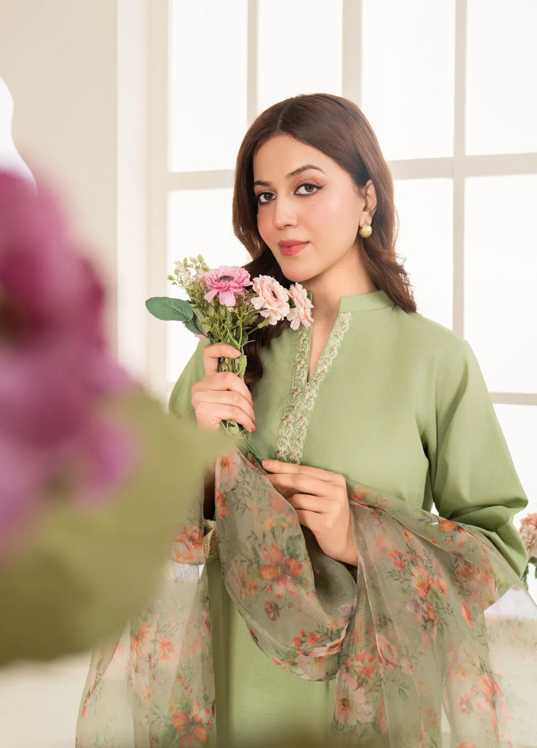 Eid Edit by La Rosaa Pret Embroidered Cotton 3 Piece Suit Zinnia