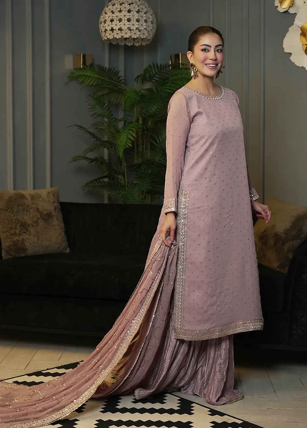 Elinor by Sahane Embroidered Chiffon Suits Unstitched 3 Piece SNE24EL EL-1802 Elora - Formal Collection
