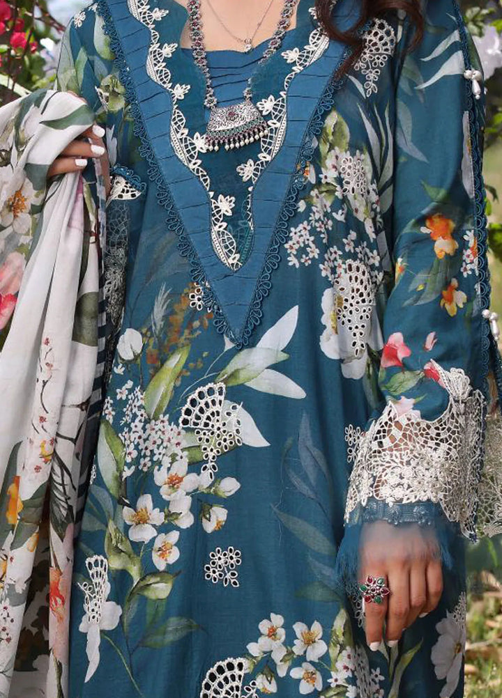 Elaf Chikankari Lawn Suit Unstitched 3 Piece EF24C ECK-02 B Serenita - Summer Collection