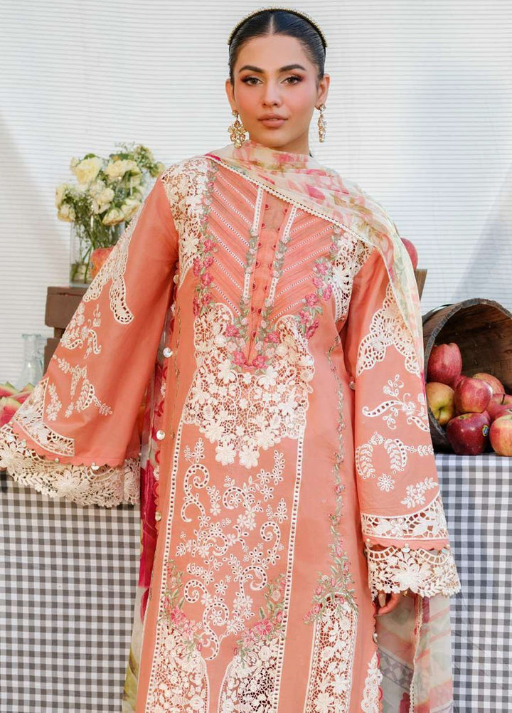 Elaf Embroidered Lawn Suits Unstitched 3 Piece EF25LV ELH-5A Autumn dream - Summer Collection
