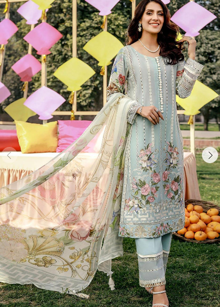 Elaf Embroidered Lawn Suits Unstitched 3 Piece EL21F 01B Pewter Floral - Festive Collection