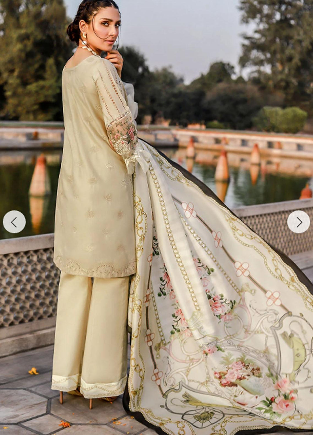 Elaf Embroidered Lawn Suits Unstitched 3 Piece EL21F 02B Royal Oasis - Festive Collection