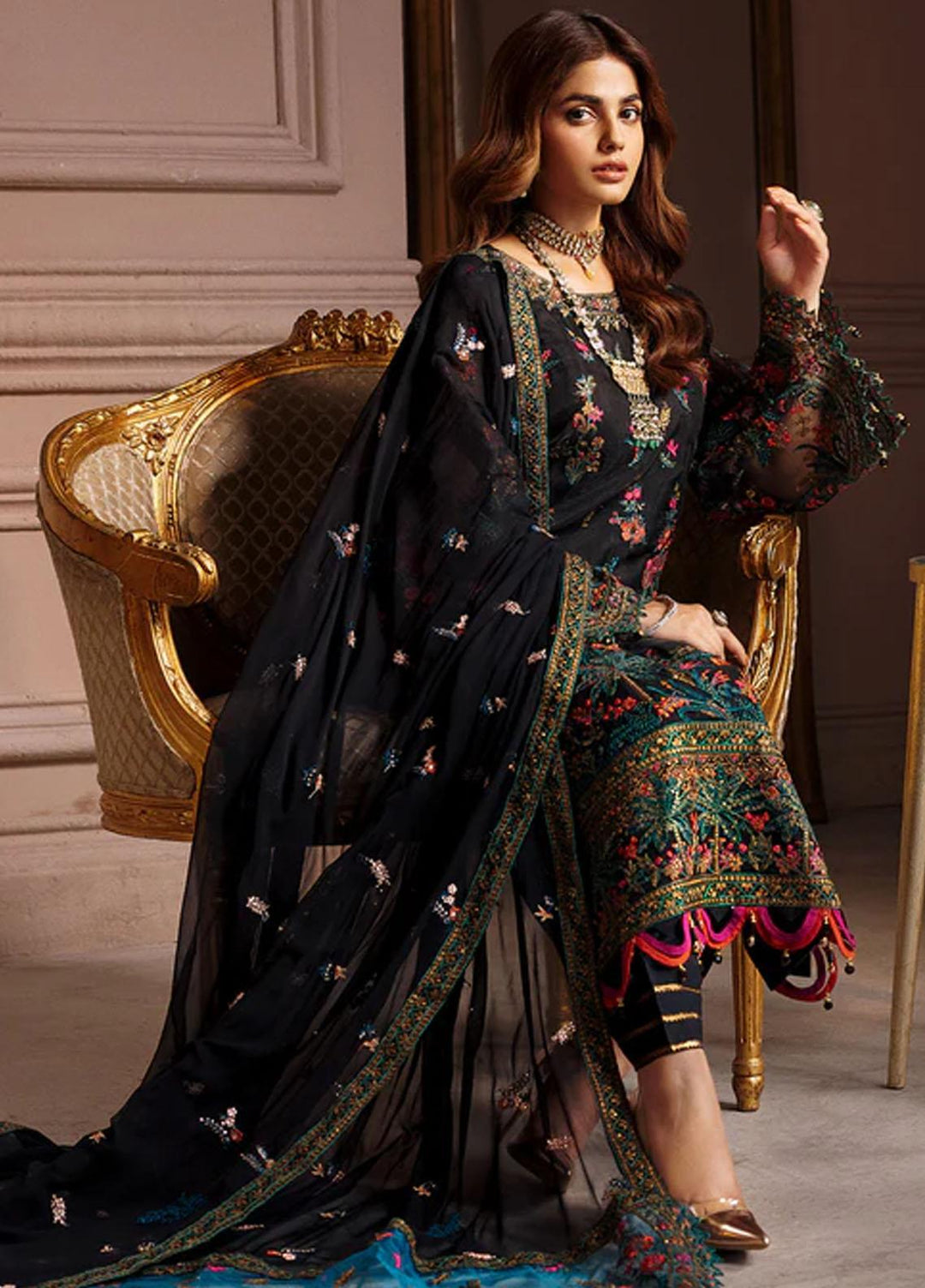 Elaine By Emaan Adeel Embroidered Organza Suits Unstitched 3 Piece EA23EL EL-06 - Luxury Collection