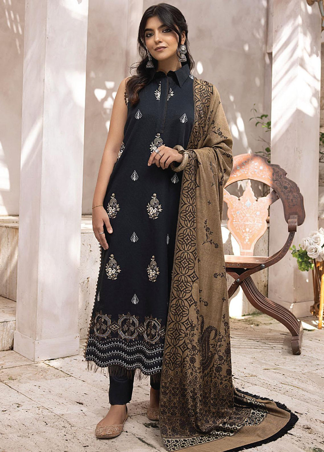Humdum Winter Elak By Humdum Embroidered Khaddar Suits Unstitched 3 Piece HD23EK D-03 ...