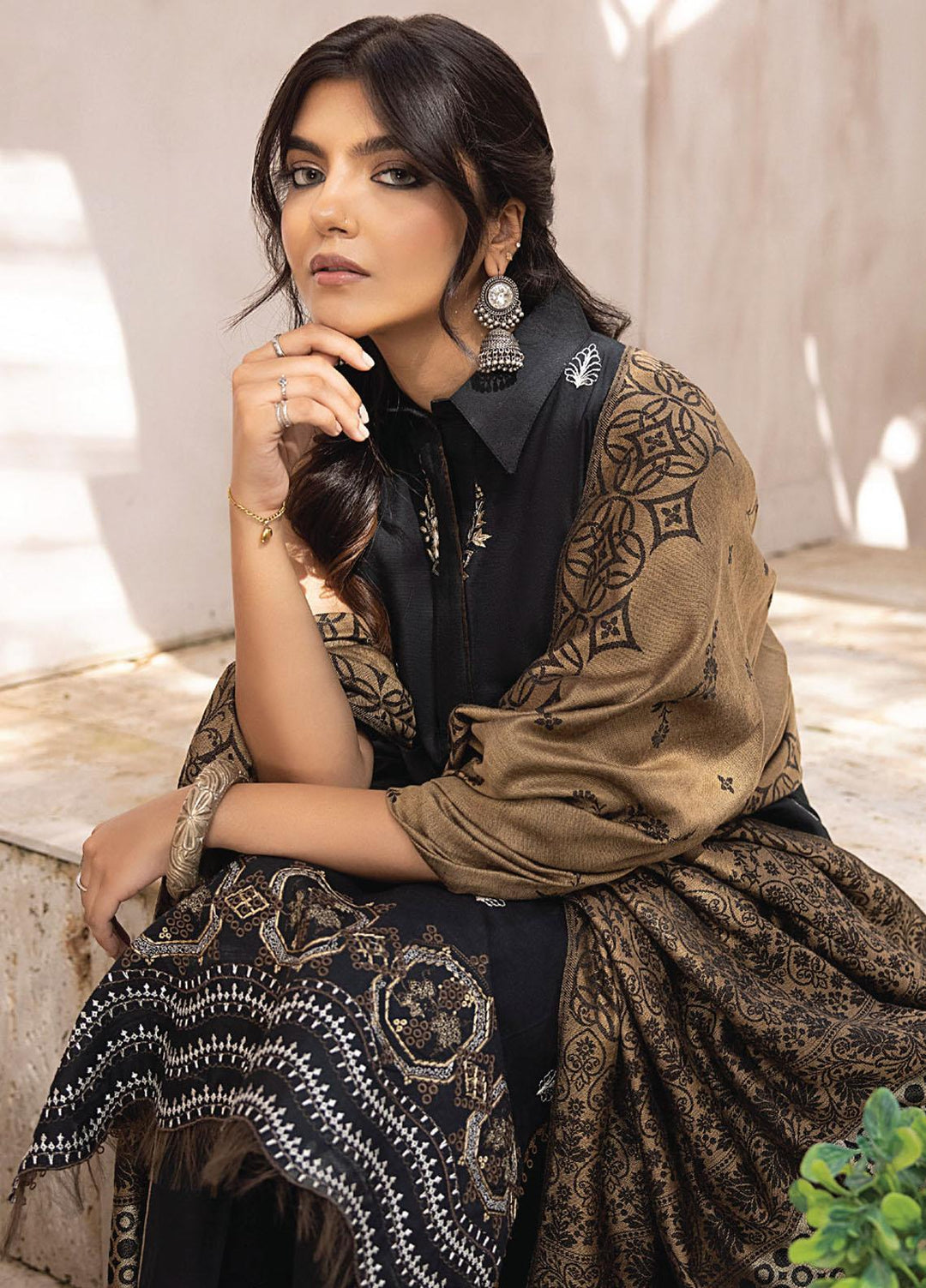 Elak By Humdum Embroidered Khaddar Suits Unstitched 3 Piece HD23EK D-03 - Winter Collection