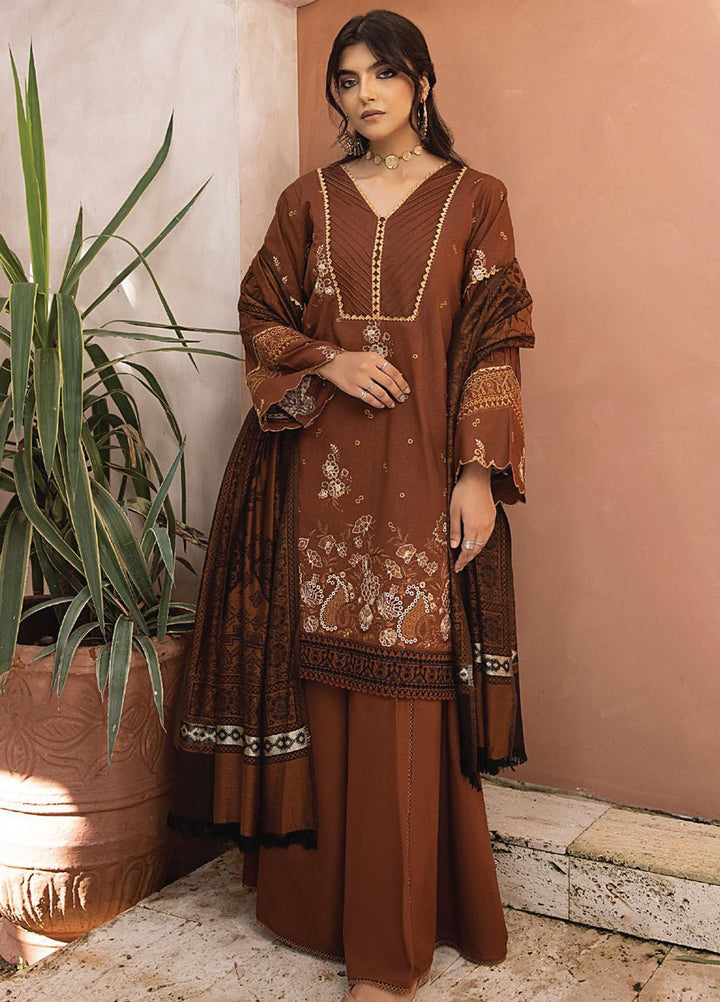 Elak By Humdum Embroidered Khaddar Suits Unstitched 3 Piece HD23EK D-09 - Winter Collection