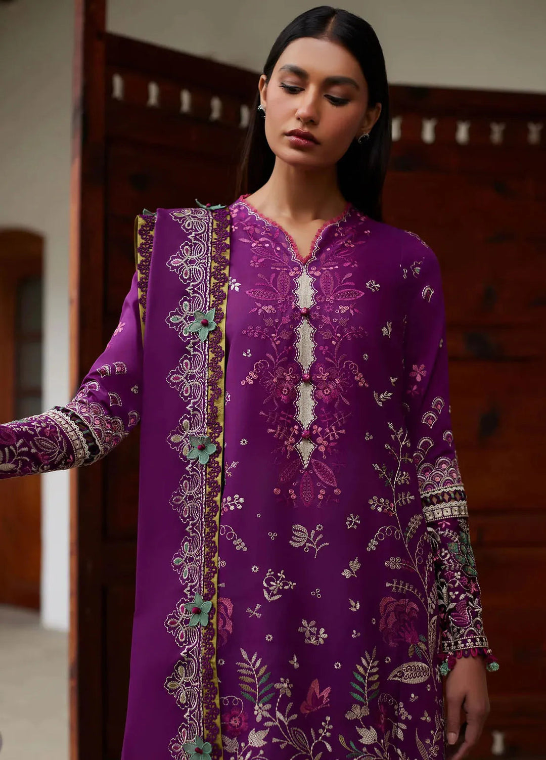 Elan Embroidered Lawn Suits Unstitched 3 Piece EL24L D-03A Qistina - Summer Collection