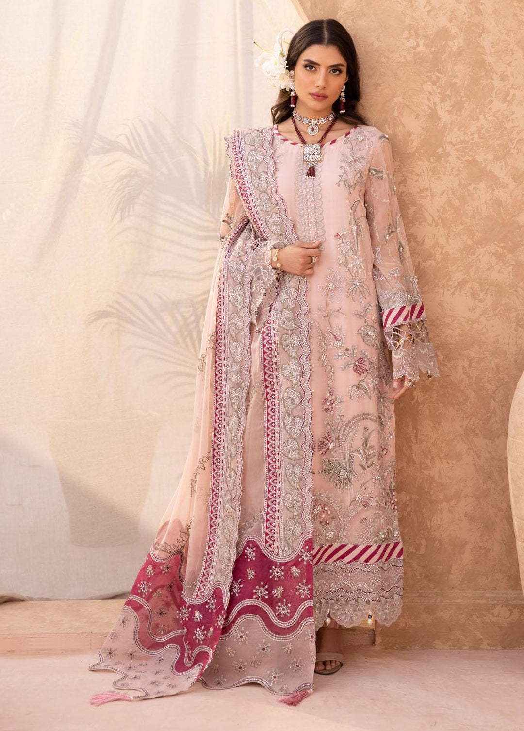 Elanora By Nureh Embroidered Chiffon Suits Unstitched 3 Piece NU23E NEL-21 - Luxury Collection