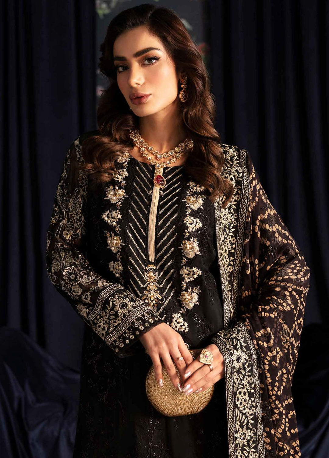 Elanora by Nureh Embroidered Chiffon Suits Unstitched 4 Piece NU24EL NEL-47 - Formals Collection