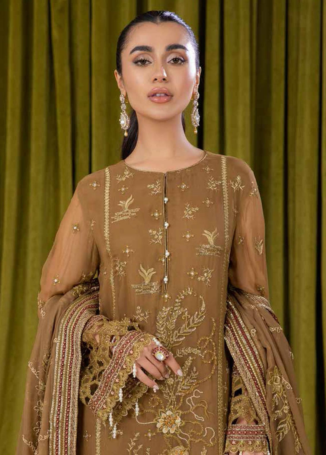 Elanora By Nureh Embroidered Organza Suits Unstitched 3 Piece NU22EC NEL- 13 - Luxury Collection