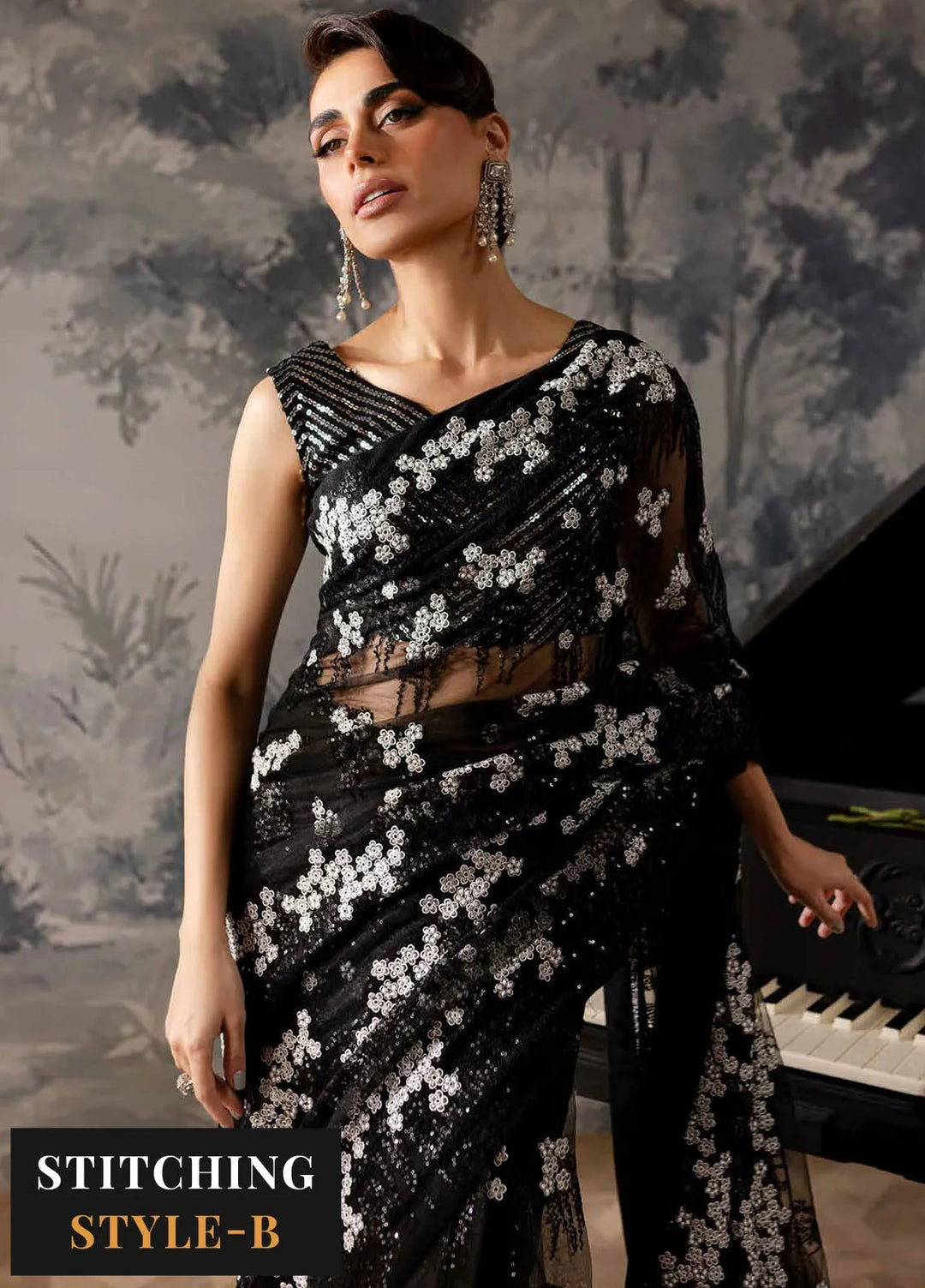 Elanora By Nureh Embroidered Organza Suit Unstitched 4 Piece NU24EC NEL-59 - Formal Collection