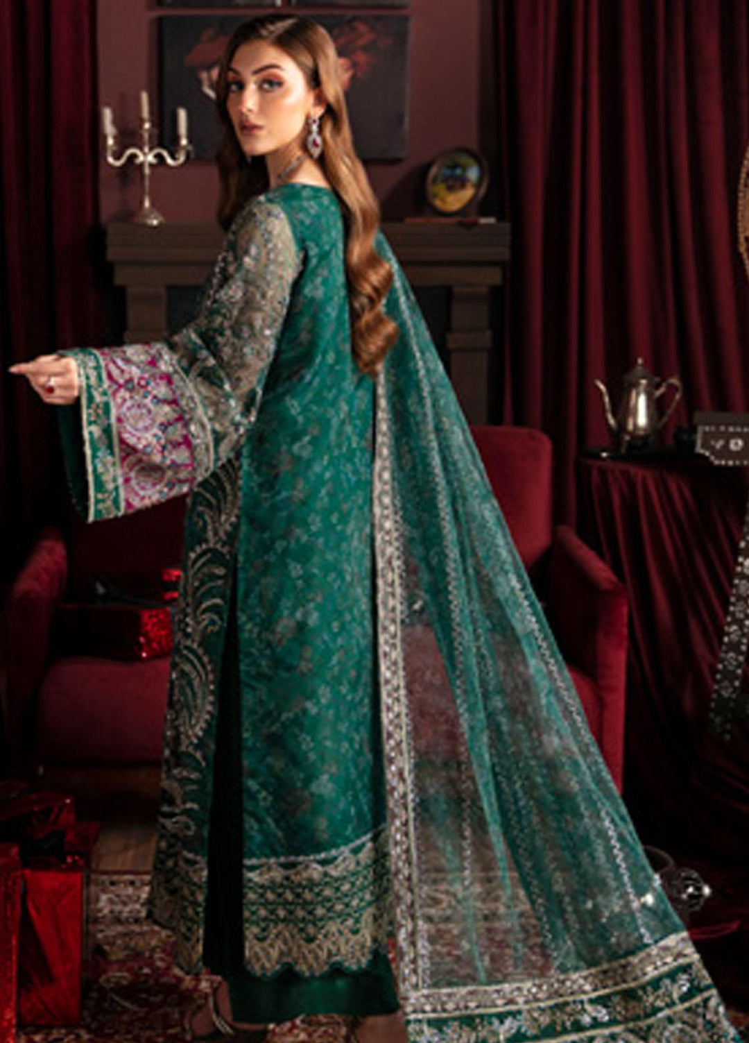 Elanora By Nureh Embroidered Organza Suits Unstitched 4 Piece NU23LC NEL-38 Charm - Luxury Collection