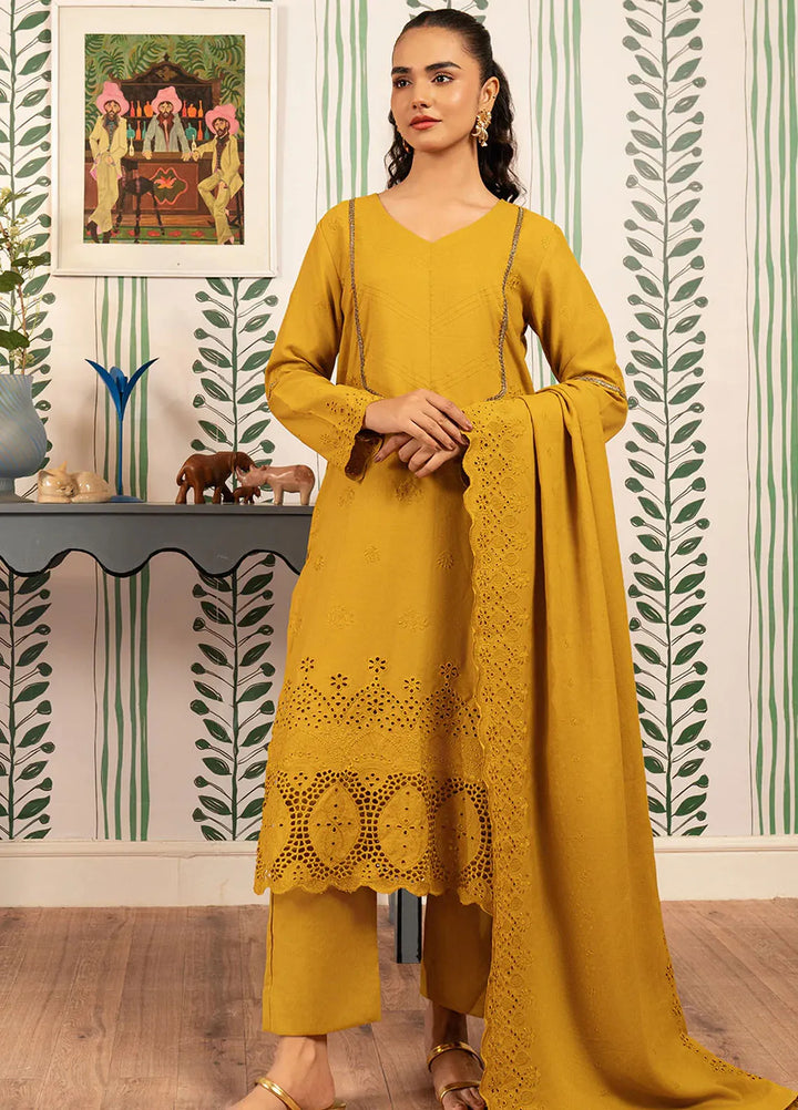 Elara by Meerak Embroidered Chikankari Suits Unstitched 3 Piece MRK24EL Golden Sunshine - Winter Collection