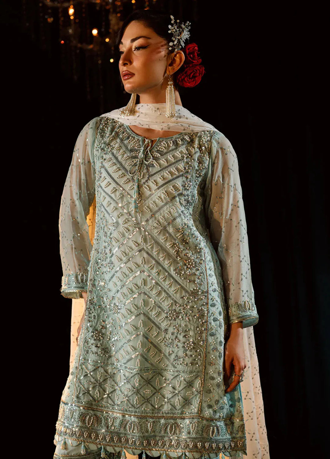 Elara by Shamooz Embroidered Chiffon Suit Unstitched 3 Piece SHM25EF SU-0126 Ruchi - Festive Collection