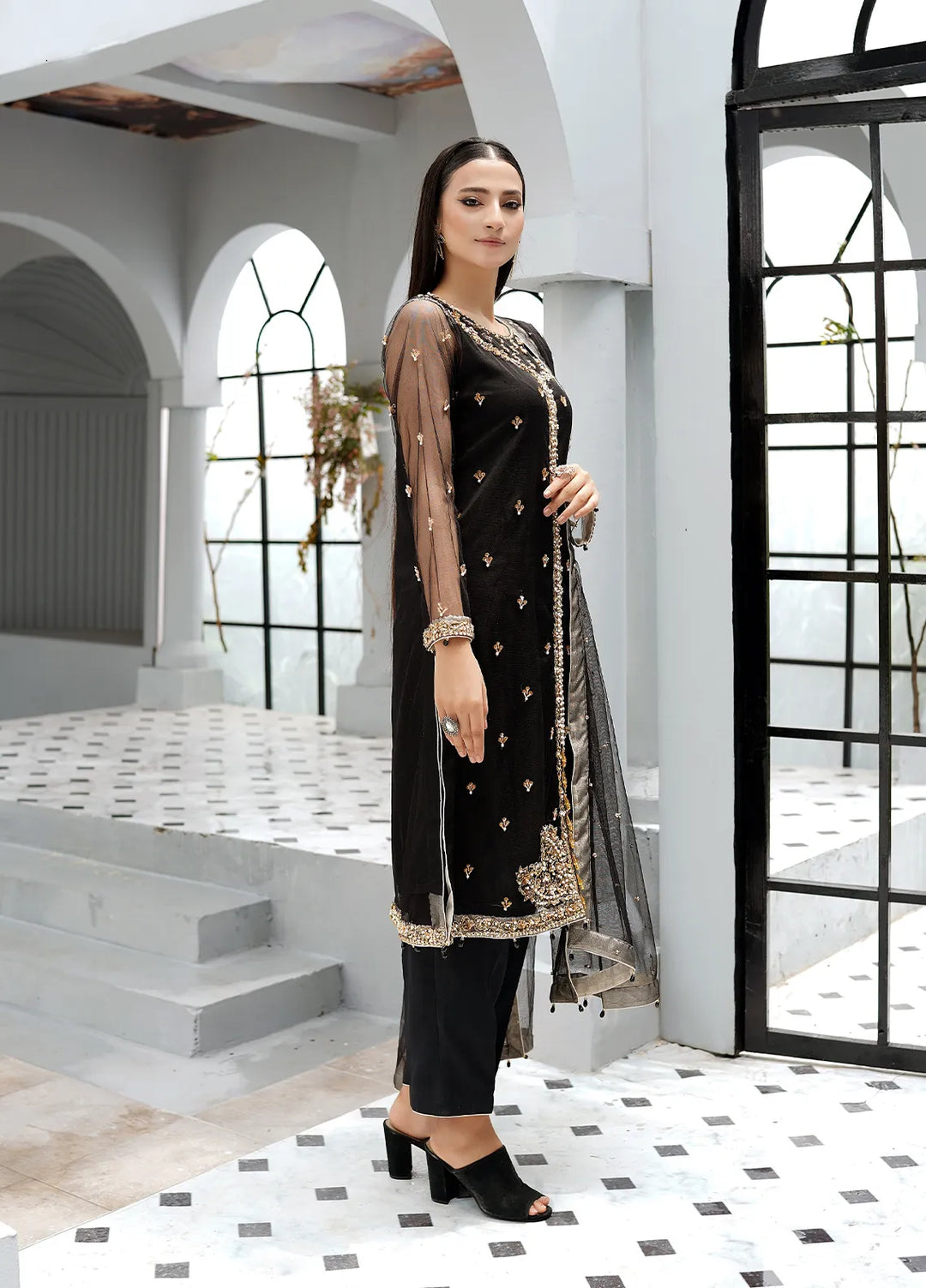 Elegance by Layout Embroidered Net Suits Unstitched 4 Piece LO24EL Camila - Festive Collection