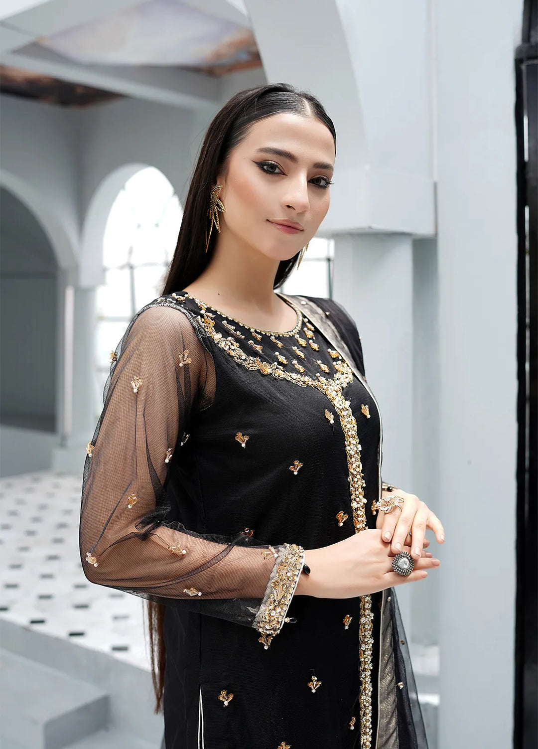 Elegance by Layout Embroidered Net Suits Unstitched 4 Piece LO24EL Camila - Festive Collection