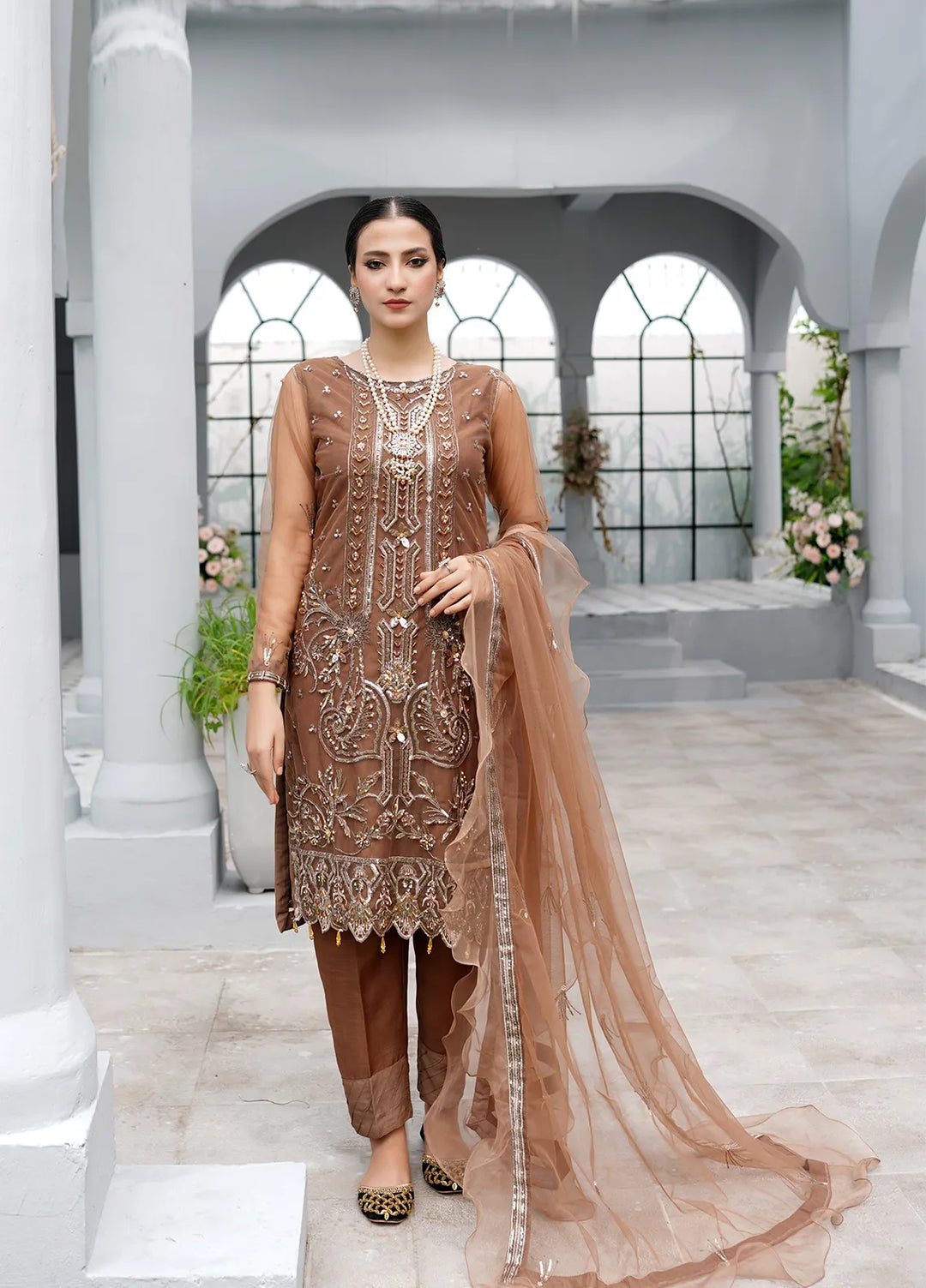 Elegance by Layout Embroidered Net Suits Unstitched 4 Piece LO24EL Regine - Festive Collection