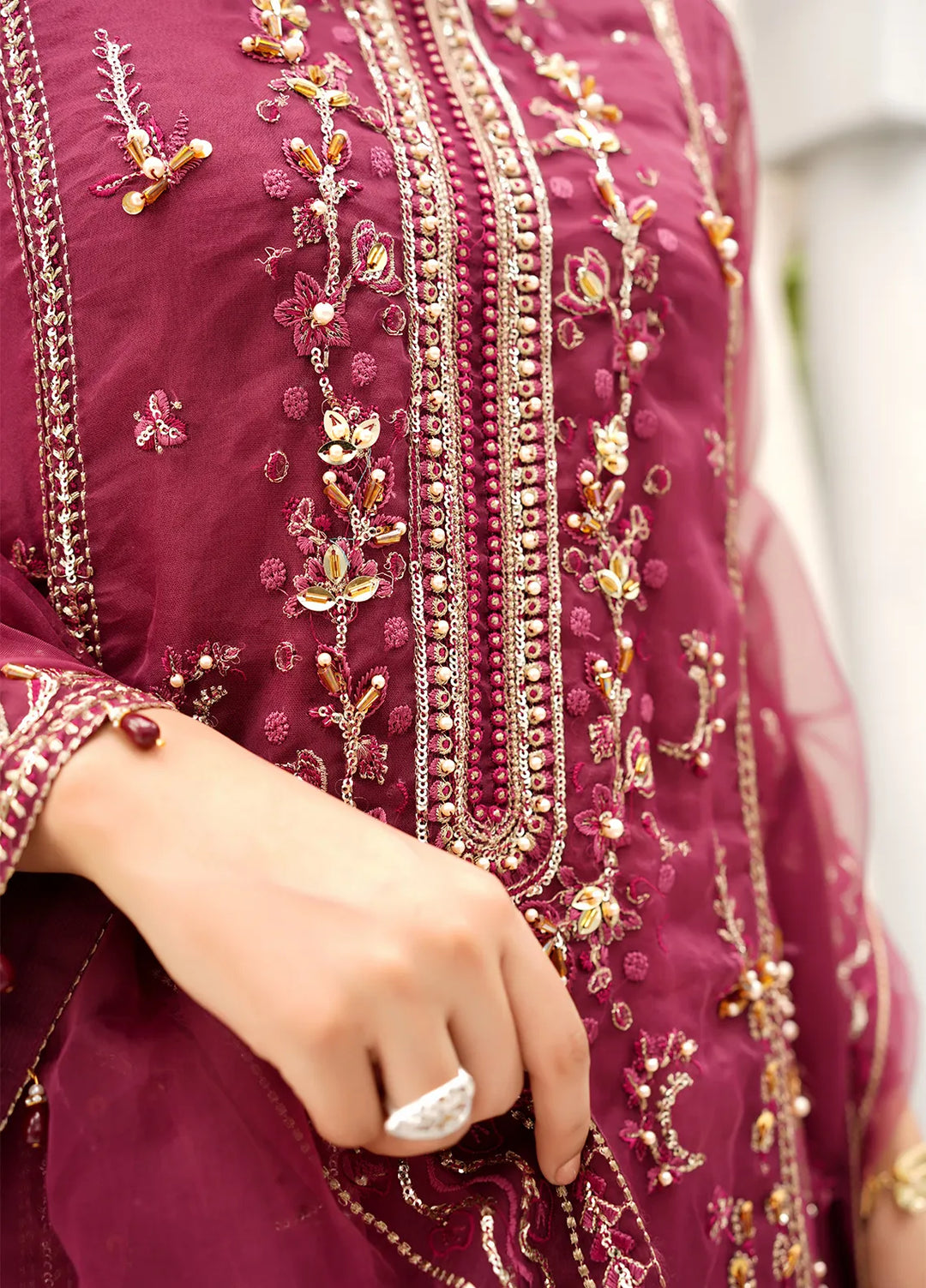Elegance by Layout Embroidered Organza Suits Unstitched 4 Piece LO24EL Elea - Festive Collection