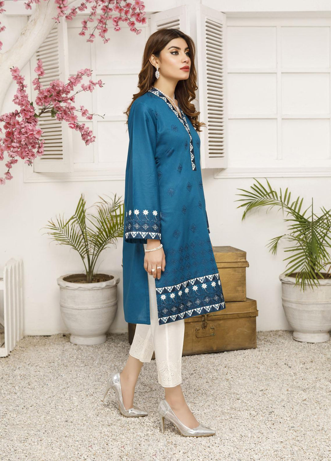 Elegance Casual Pret Embroidered Lawn Shirt MARINA
