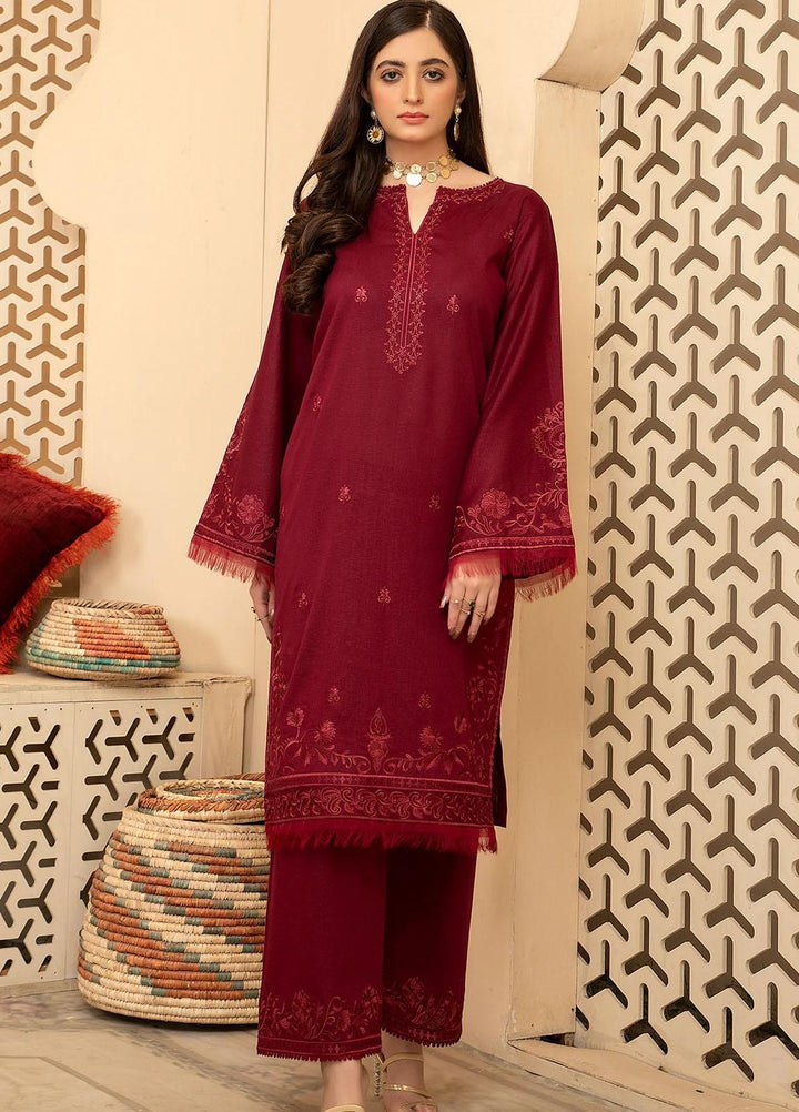 Elegance Luxury Pret Embroidered Karandi 2 Piece Suit ELG21WP CRIMSON