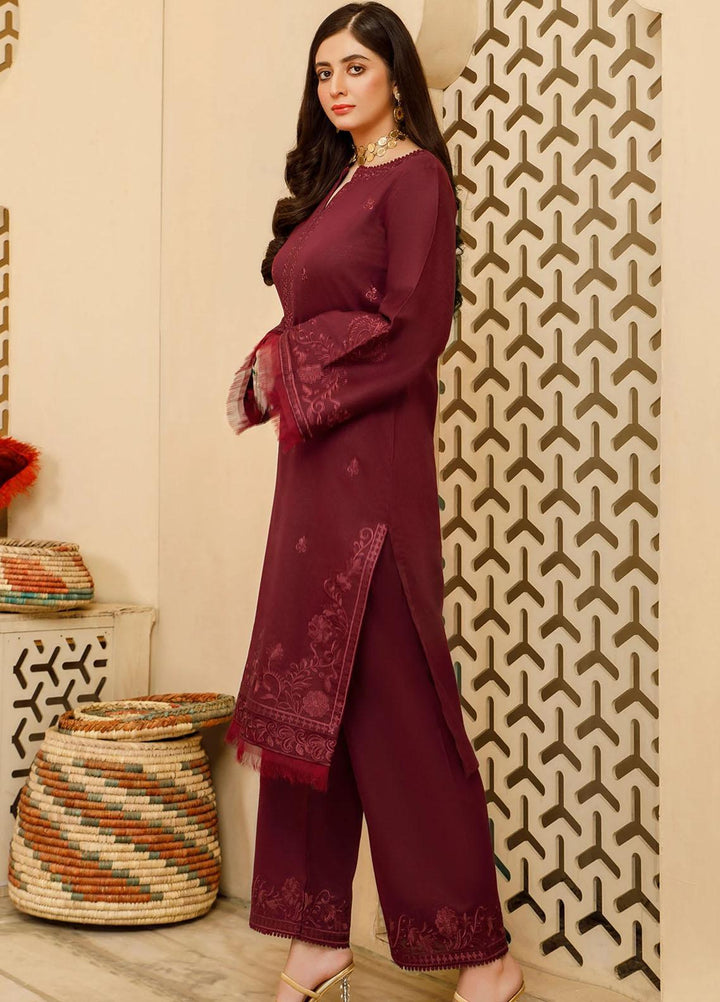 Elegance Luxury Pret Embroidered Karandi 2 Piece Suit ELG21WP CRIMSON
