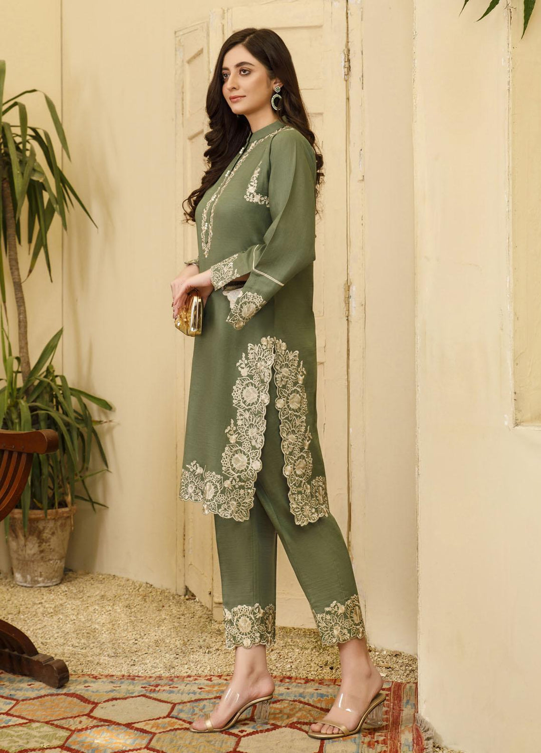 Elegance Luxury Pret Embroidered Khaddar 2 Piece Suit ELG21WP GARDENIA