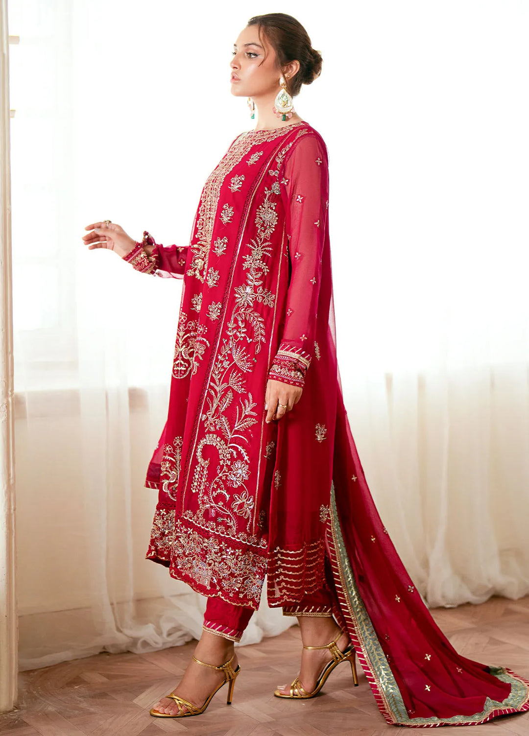 Elinor by Sahane Embroidered Chiffon Suits Unstitched 3 Piece SNE24EL EL-1808 Daphne - Formal Collection