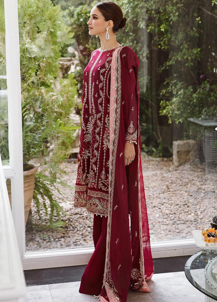 Ella By Saad Shaikh Embroidered Chiffon Suits Unstitched 4 Piece SSK23E DSG002 - Luxury Collection