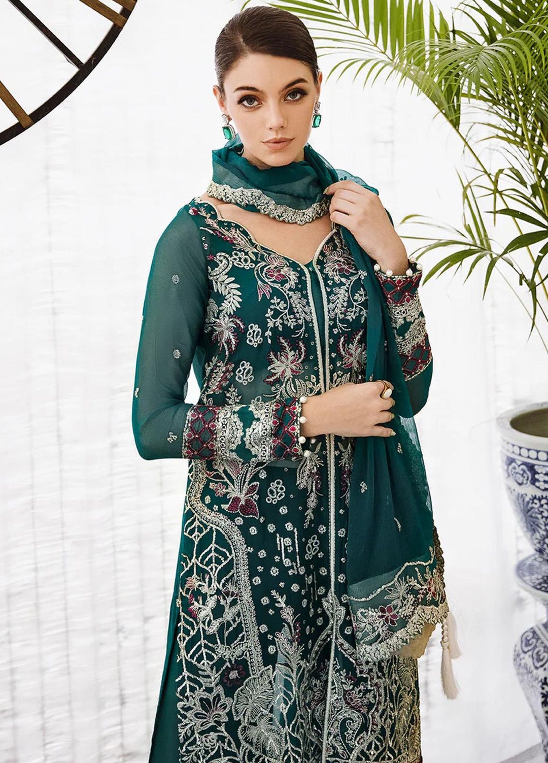 Ella By Saad Shaikh Embroidered Chiffon Suits Unstitched 4 Piece SSK23E DSG006 - Luxury Collection