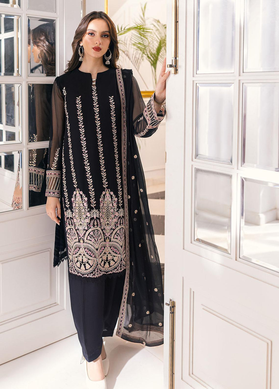 Ella By Sahane Embroidered Chiffon Suits Unstitched 3 Piece SNE23EL SAH-1009 Charlotte - Formal Collection