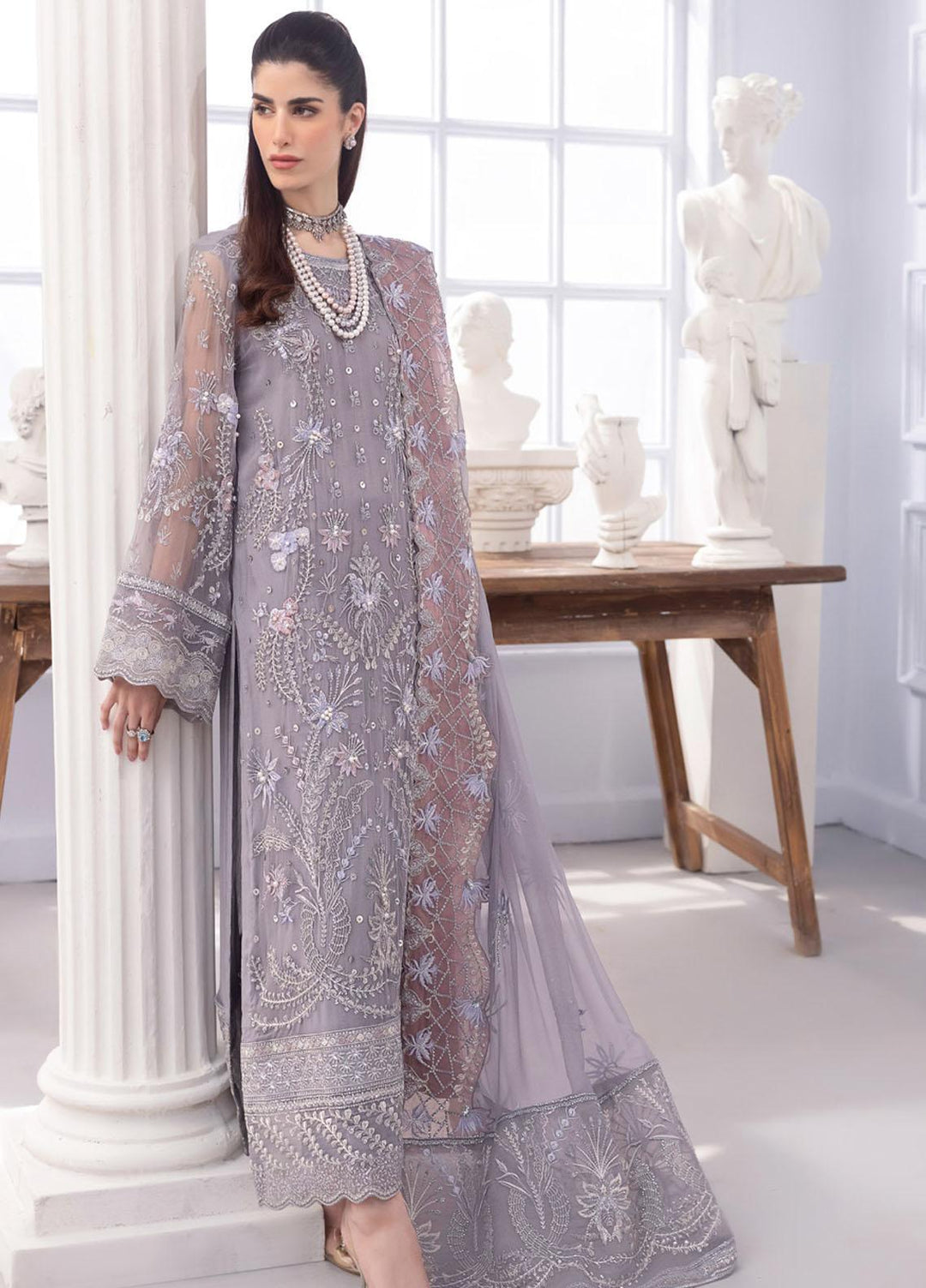 Ellenora By Nureh Embroidered Chiffon Suits Unstitched 4 Piece NU23EE NEL-28 - Luxury Collection