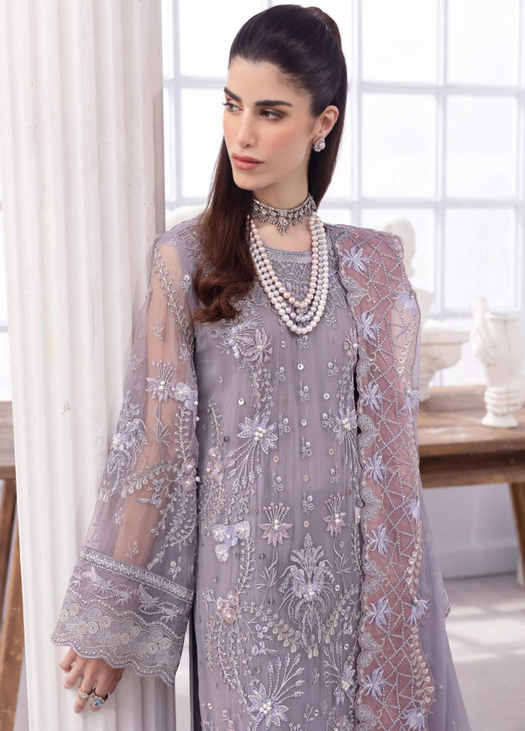 Ellenora By Nureh Embroidered Chiffon Suits Unstitched 4 Piece NU23EE NEL-28 - Luxury Collection