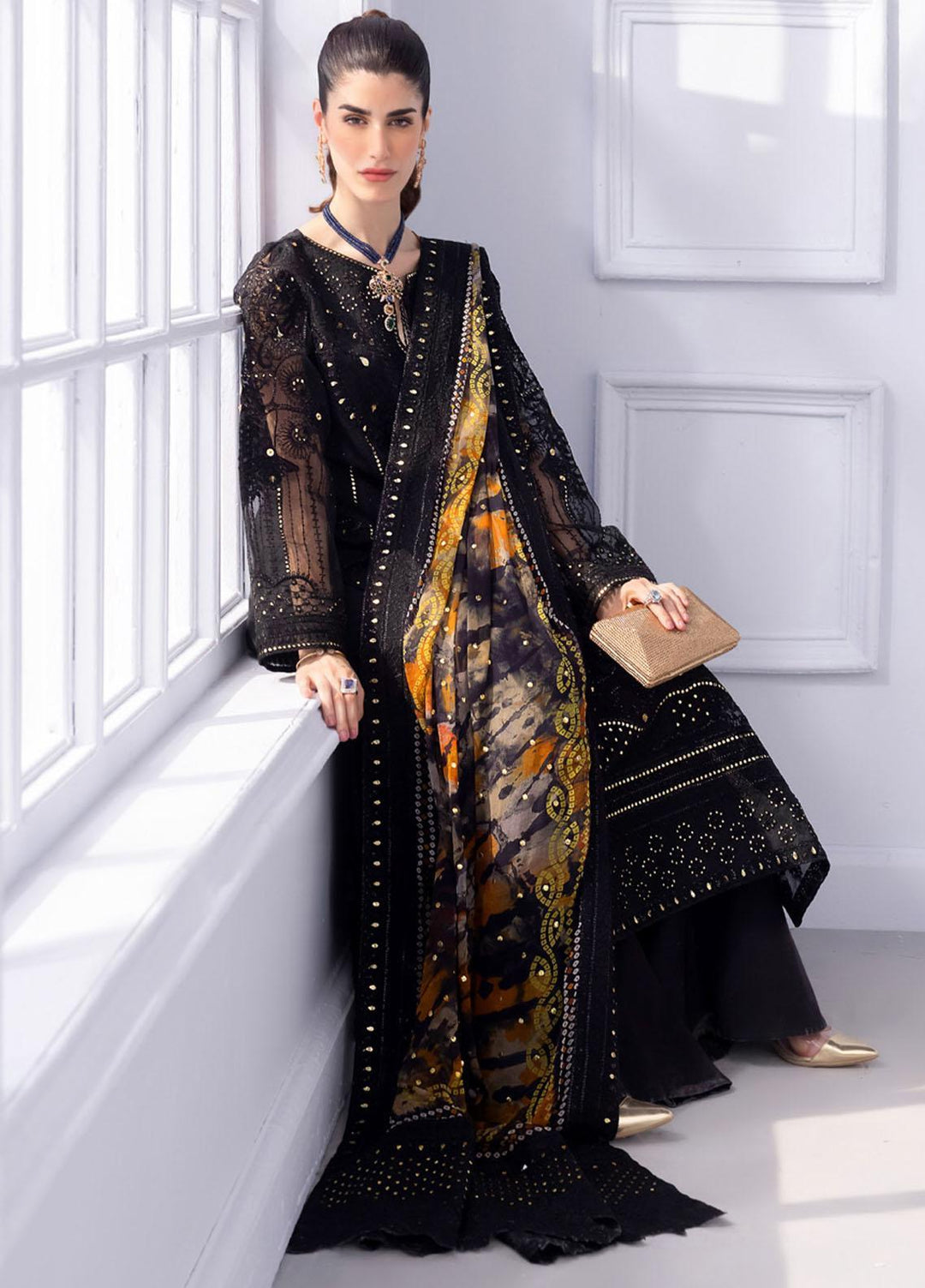 Ellenora By Nureh Embroidered Organza Suits Unstitched 4 Piece NU23EE NEL-31 - Luxury Collection