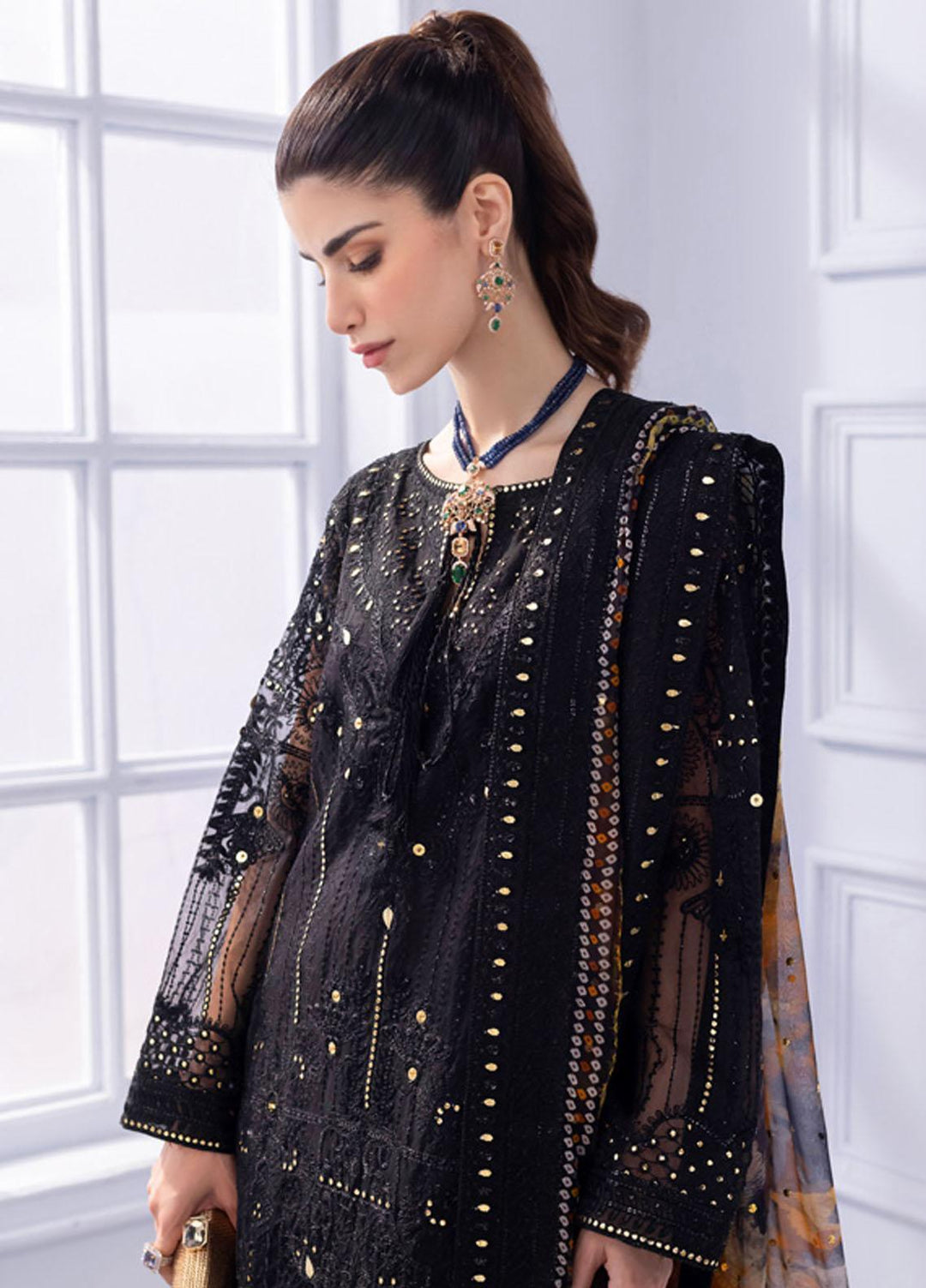 Ellenora By Nureh Embroidered Organza Suits Unstitched 4 Piece NU23EE NEL-31 - Luxury Collection