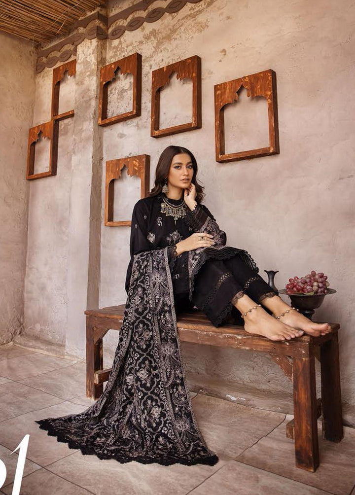 Elma by Riaz Arts Embroidered Leather Peach Suits Unstitched 3 Piece RA22E 01 - Winter Collection