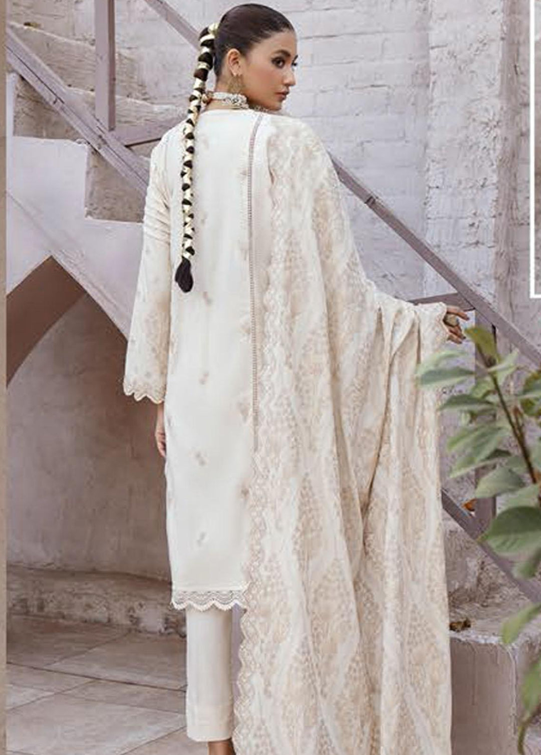 Elma by Riaz Arts Embroidered Leather Peach Suits Unstitched 3 Piece RA22E 05 - Winter Collection