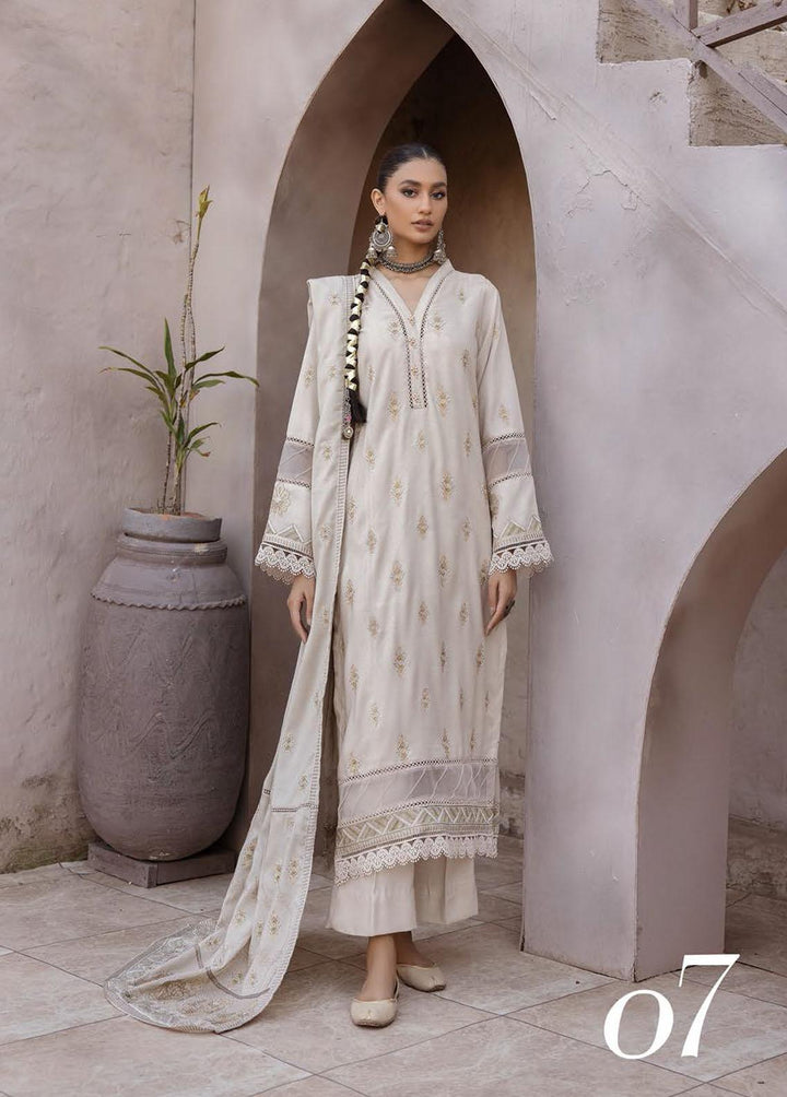 Elma by Riaz Arts Embroidered Leather Peach Suits Unstitched 3 Piece RA22E 07 - Winter Collection