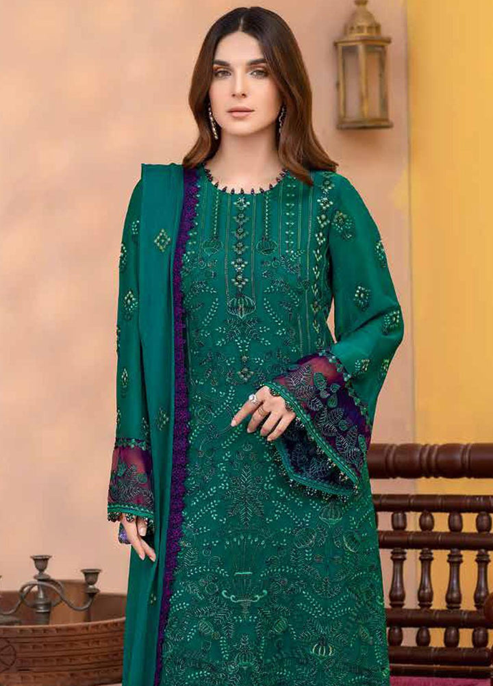 Elnaz By Flossie Embroidered Chiffon Suits Unstitched 3 Piece FS23EZ E-105 Water Garden - Festive Collection