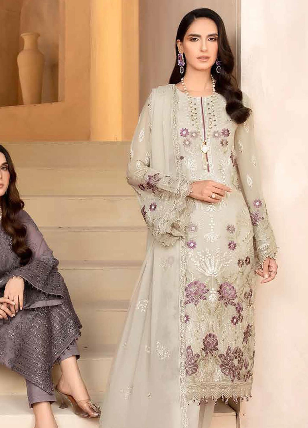 Elnaz By Flossie Embroidered Chiffon Suits Unstitched 3 Piece FS23EZ E-109 Pristine - Festive Collection