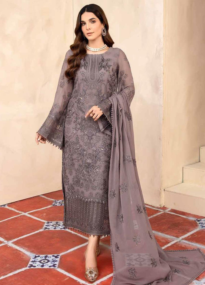 Elnaz By Flossie Embroidered Chiffon Suits Unstitched 3 Piece FS23EZ E-110 Mesa Rose - Festive Collection