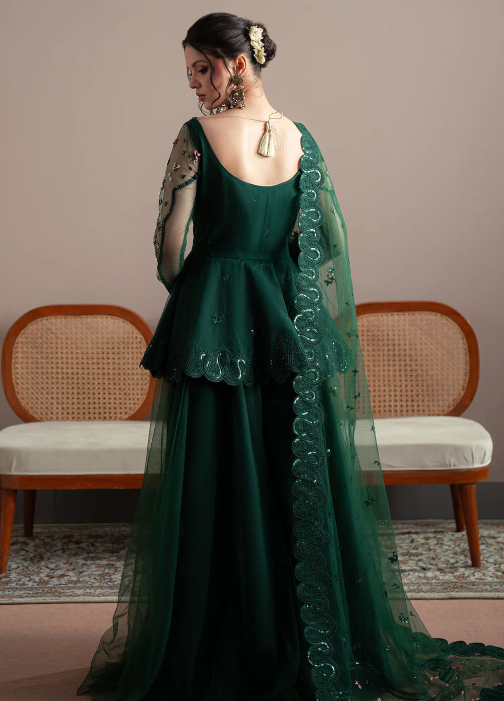 Elvin by Fabiha Fatima Pret Embroidered Net 3 Piece Suit Emerelle