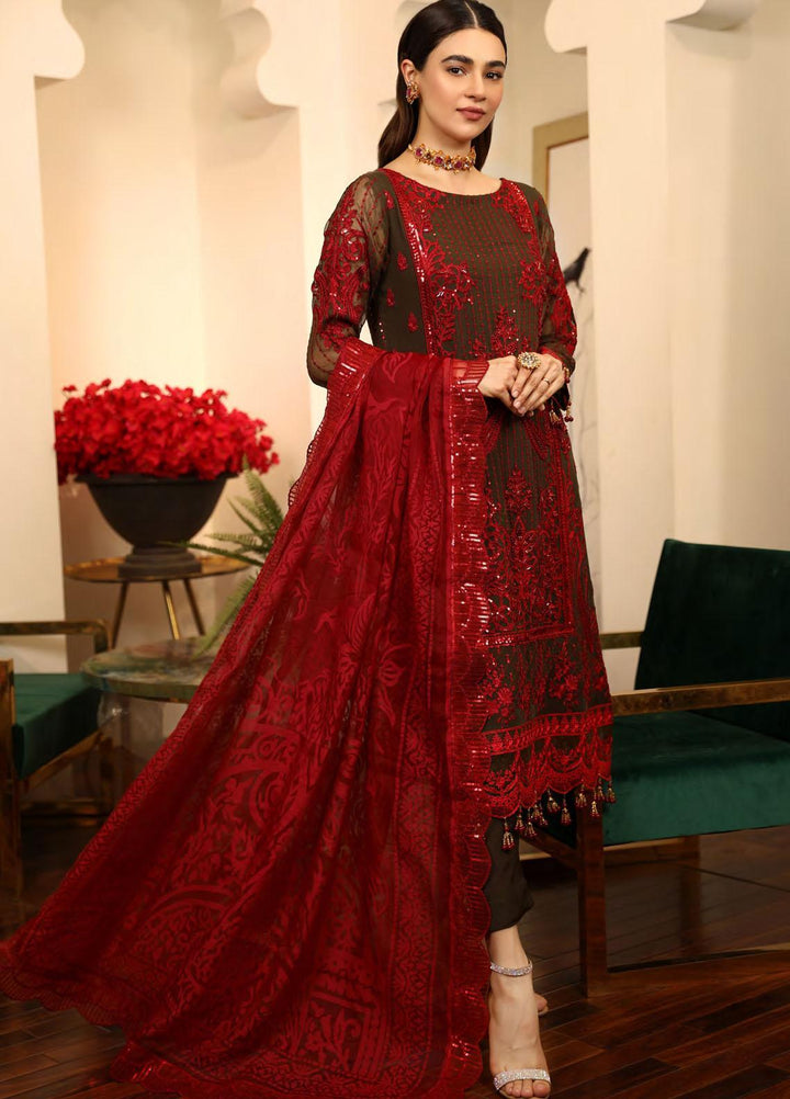 Emaan Adeel Embroidered Chiffon Suits Unstitched 3 Piece EA21LF LE-02 - Luxury Collection