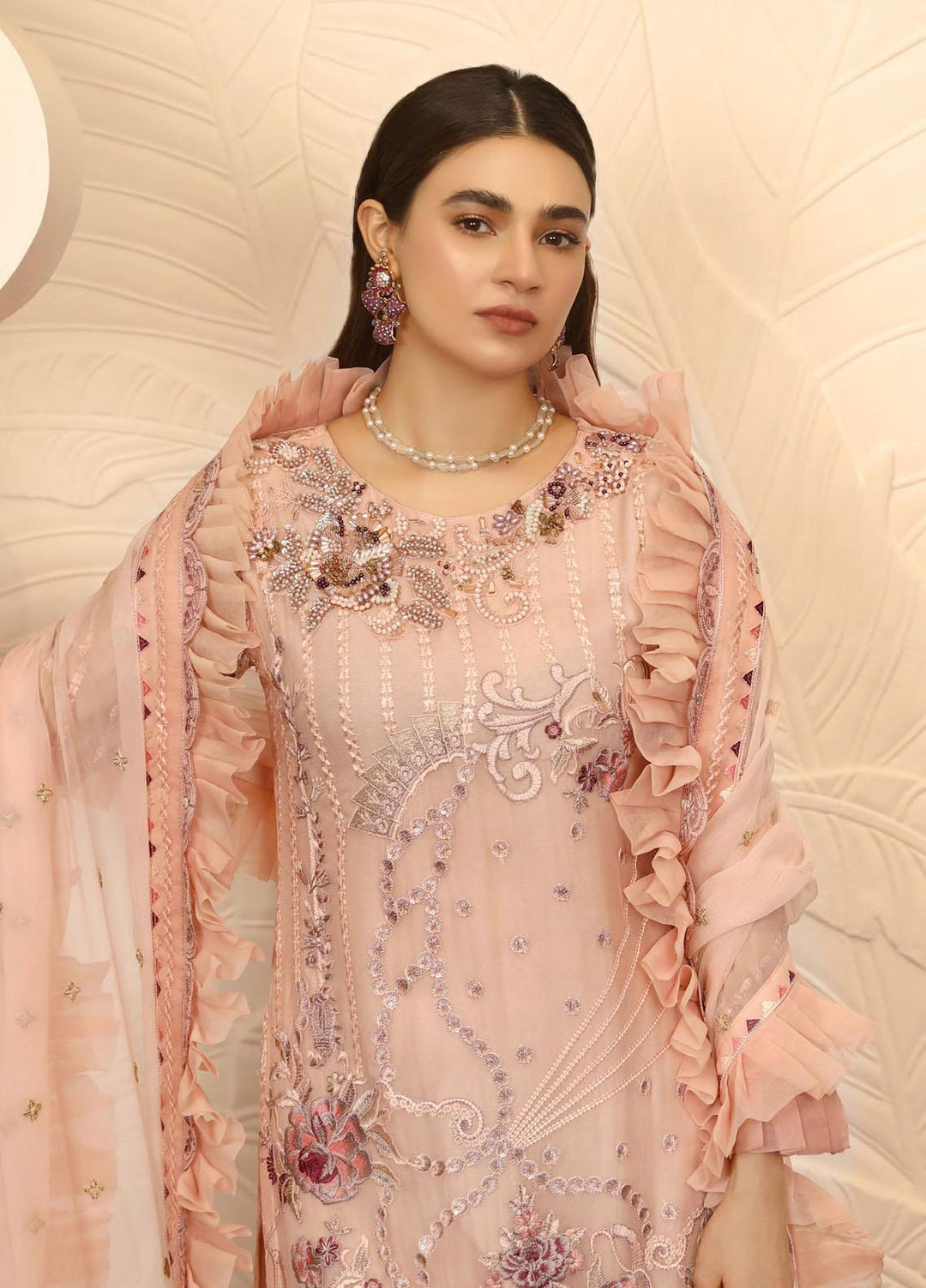 Emaan Adeel Embroidered Chiffon Suits Unstitched 3 Piece EA21LF LE-04 - Luxury Collection