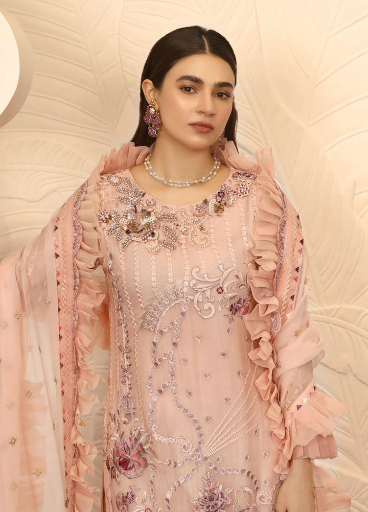 Emaan Adeel Embroidered Chiffon Suits Unstitched 3 Piece EA21LF LE-04 - Luxury Collection
